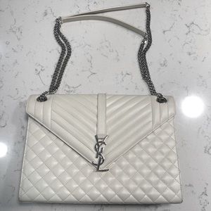White & Silver YSL bag